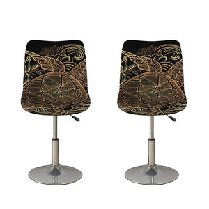 Black And Gold Sea Turtle Print Bar Stool Covers