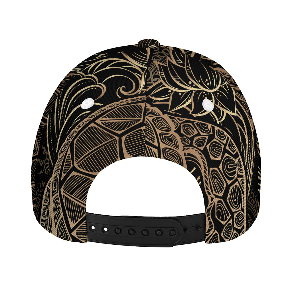 Black And Gold Sea Turtle Print Baseball Cap