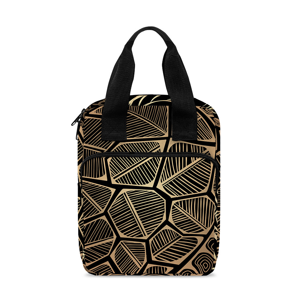 Black And Gold Sea Turtle Print Bible Tote Bag