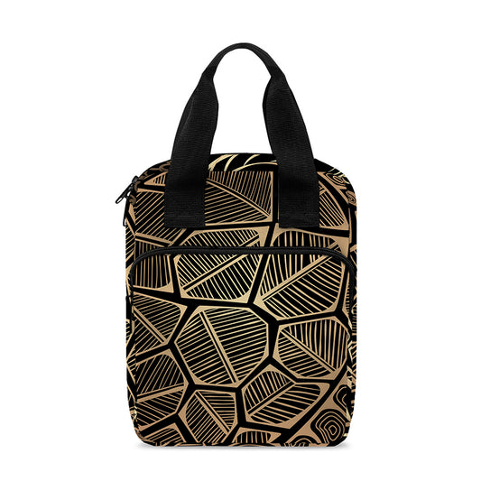 Black And Gold Sea Turtle Print Bible Tote Bag
