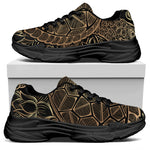 Black And Gold Sea Turtle Print Black Chunky Shoes