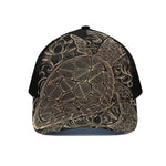 Black And Gold Sea Turtle Print Black Mesh Trucker Cap