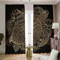 Black And Gold Sea Turtle Print Dimout Pencil Pleat Curtains