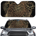 Black And Gold Sea Turtle Print Car Windshield Sun Shade