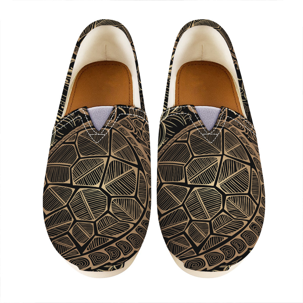 Black And Gold Sea Turtle Print Casual Shoes