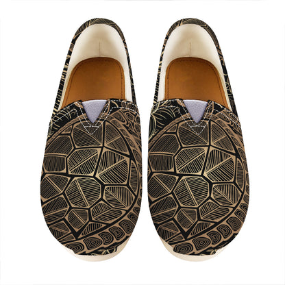 Black And Gold Sea Turtle Print Casual Shoes