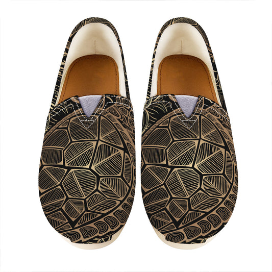 Black And Gold Sea Turtle Print Casual Shoes