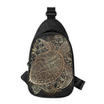 Black And Gold Sea Turtle Print Chest Bag