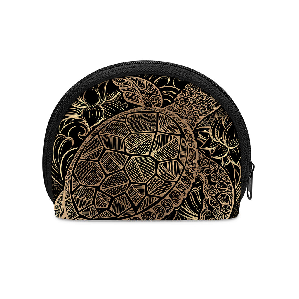 Black And Gold Sea Turtle Print Coin Purse