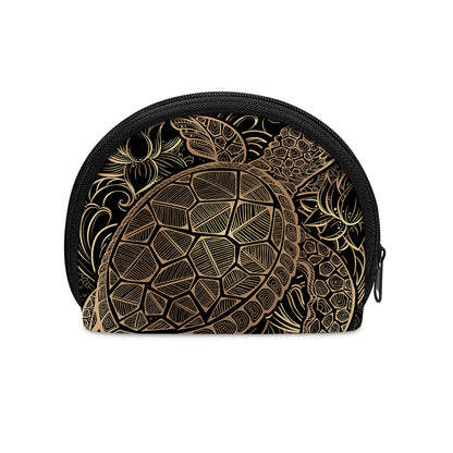 Black And Gold Sea Turtle Print Coin Purse