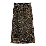Black And Gold Sea Turtle Print Cotton Front Slit Maxi Skirt