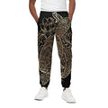 Black And Gold Sea Turtle Print Cotton Sweatpants