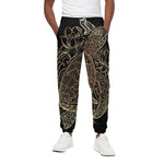 Black And Gold Sea Turtle Print Cotton Pants