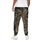 Black And Gold Sea Turtle Print Cotton Pants