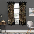 Black And Gold Sea Turtle Print Grommet Curtain Panels