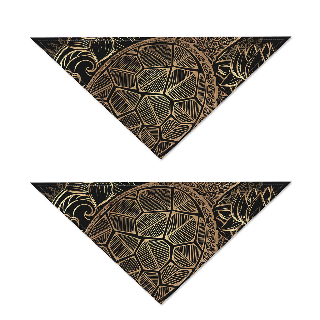 Black And Gold Sea Turtle Print Dog Bandana