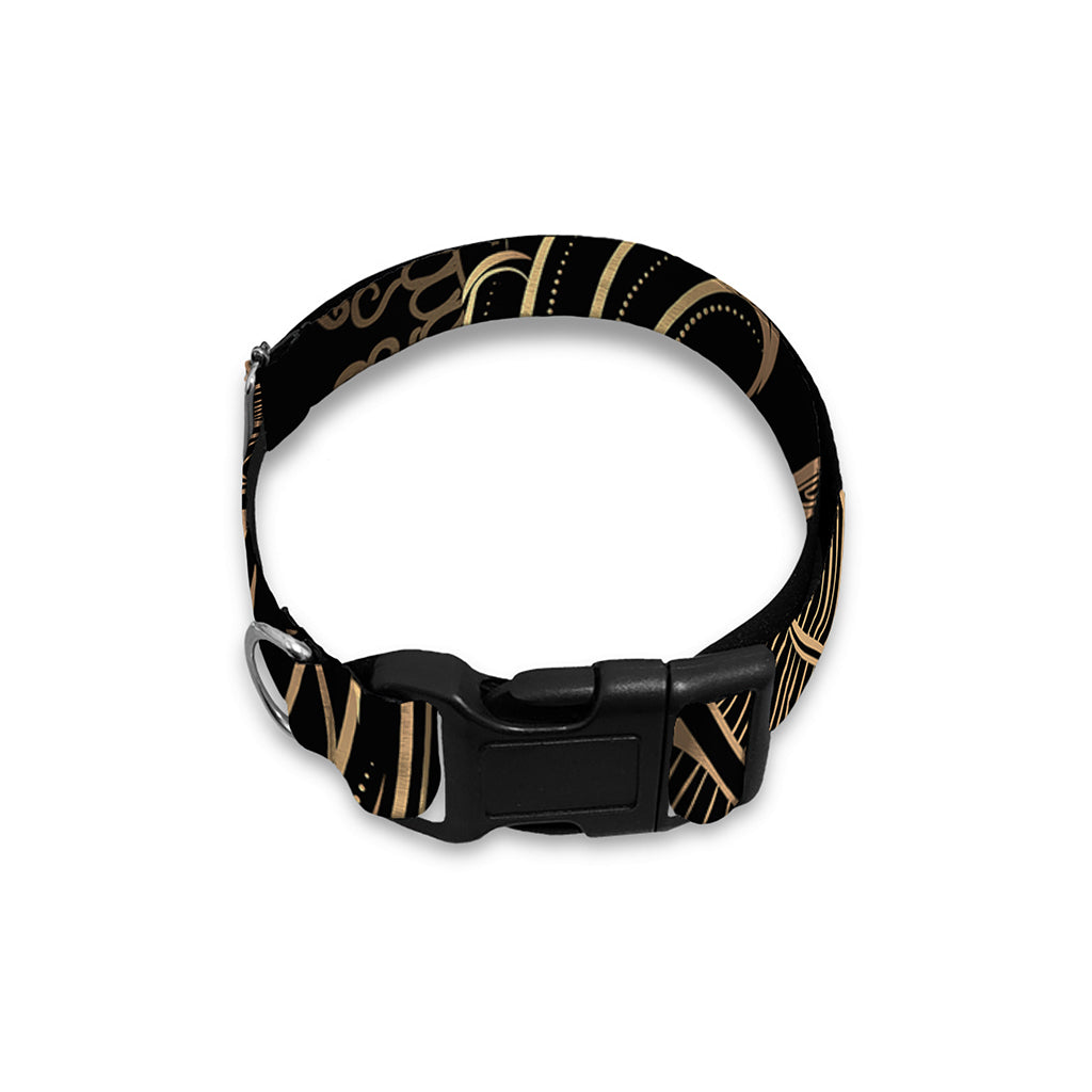 Black And Gold Sea Turtle Print Dog Collar