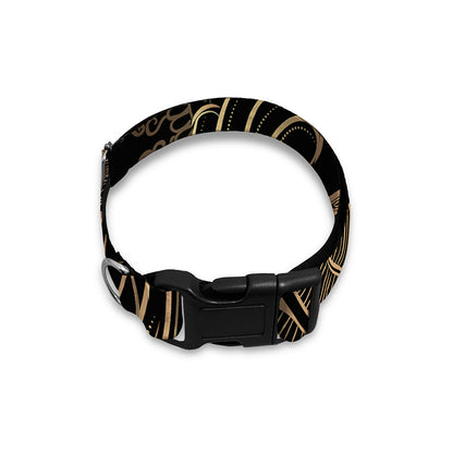 Black And Gold Sea Turtle Print Dog Collar