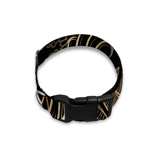 Black And Gold Sea Turtle Print Dog Collar