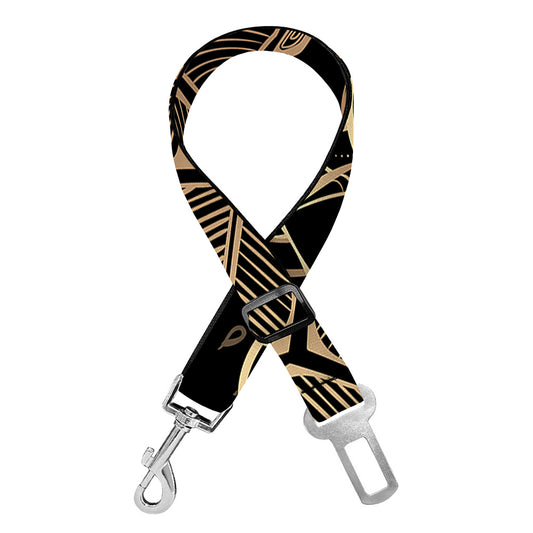 Black And Gold Sea Turtle Print Dog Seat Belt