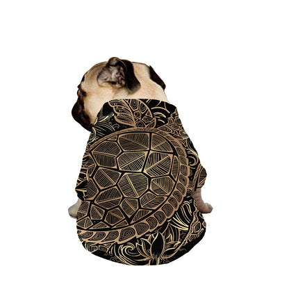 Black And Gold Sea Turtle Print Dog Zip Up Jacket