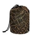 Black And Gold Sea Turtle Print Drawstring Makeup Bag