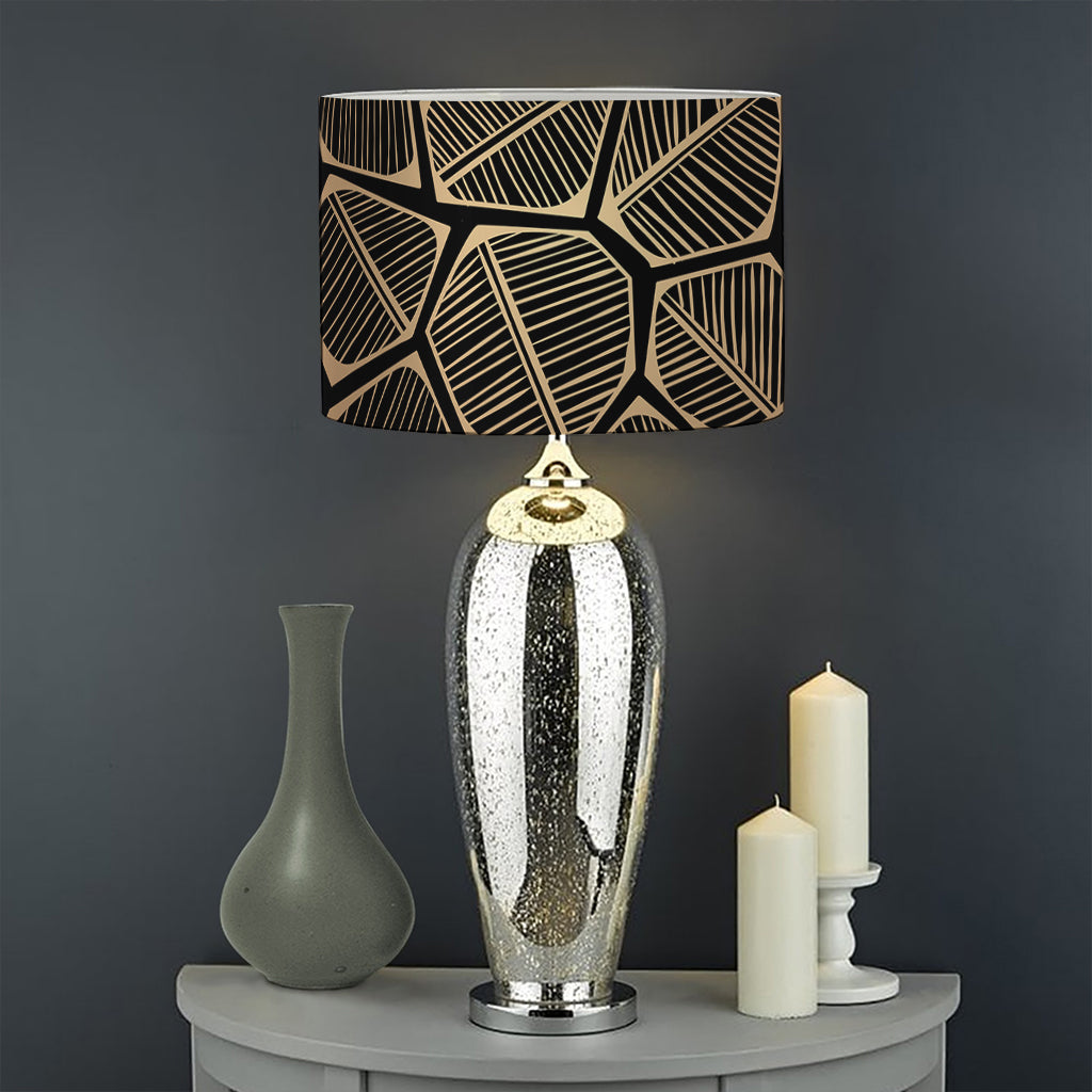 Black And Gold Sea Turtle Print Drum Lamp Shade