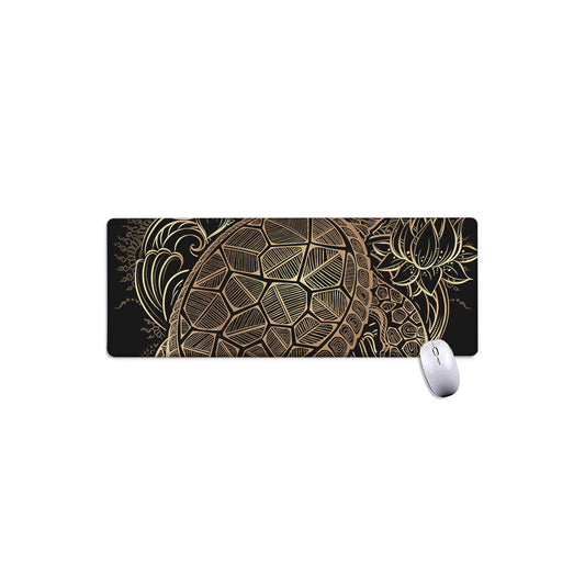 Black And Gold Sea Turtle Print Extended Mouse Pad