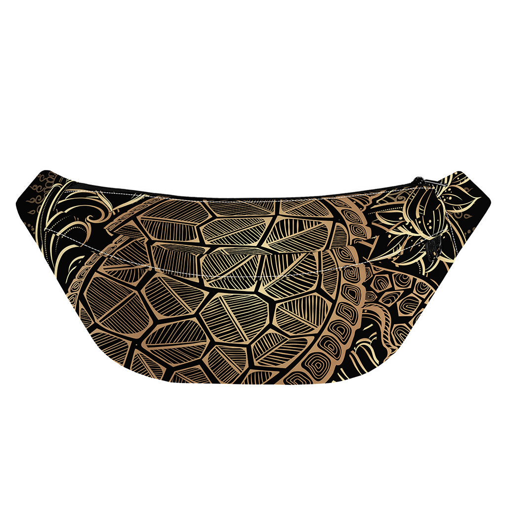 Black And Gold Sea Turtle Print Fanny Pack