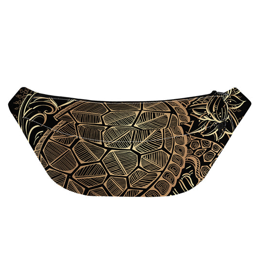 Black And Gold Sea Turtle Print Fanny Pack