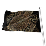 Black And Gold Sea Turtle Print Flag