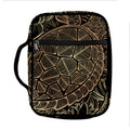 Black And Gold Sea Turtle Print Front Pocket Bible Bag