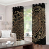 Black And Gold Sea Turtle Print Grommet Curtains