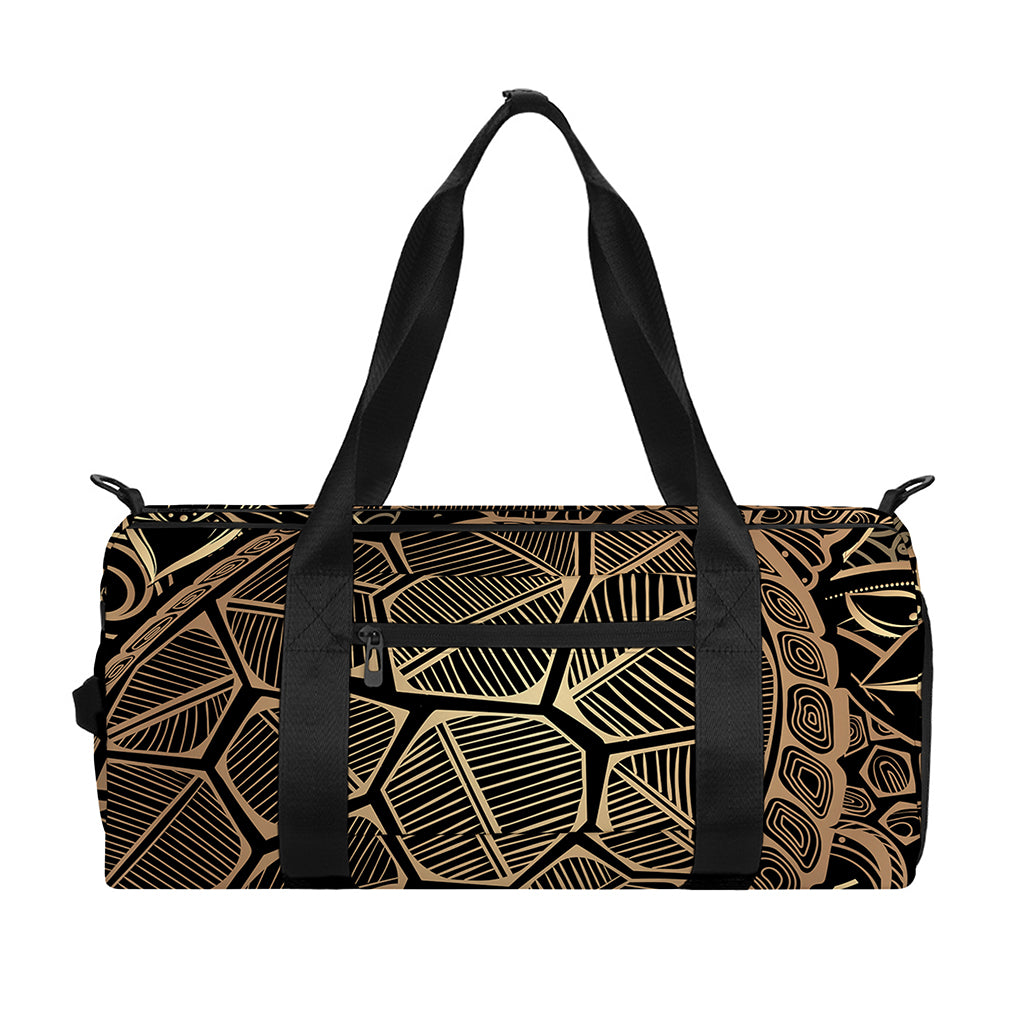 Black And Gold Sea Turtle Print Gym Bag