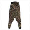 Black And Gold Sea Turtle Print Hammer Pants