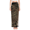 Black And Gold Sea Turtle Print High Slit Maxi Skirt
