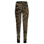 Black And Gold Sea Turtle Print High-Waisted Pocket Leggings