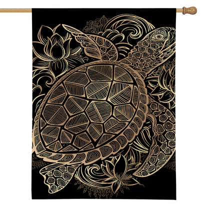 Black And Gold Sea Turtle Print House Flag