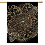 Black And Gold Sea Turtle Print House Flag