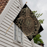Black And Gold Sea Turtle Print House Flag