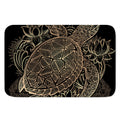 Black And Gold Sea Turtle Print Indoor Door Mat