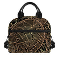 Black And Gold Sea Turtle Print Insulated Lunch Bag