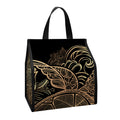 Black And Gold Sea Turtle Print Insulated Lunch Tote