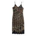 Black And Gold Sea Turtle Print Jersey Midi Cami Dress