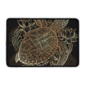 Black And Gold Sea Turtle Print Kitchen Mat