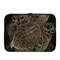 Black And Gold Sea Turtle Print Laptop Sleeve