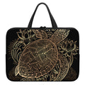 Black And Gold Sea Turtle Print Laptop Sleeve With Handle
