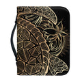 Black And Gold Sea Turtle Print Leather Bible Cover