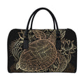 Black And Gold Sea Turtle Print Leather Duffel Bag