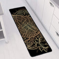 Black And Gold Sea Turtle Print Long Kitchen Mat